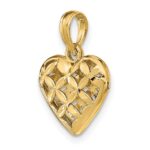 14K 3-D Diamond-cut Lattice Filigree Puffed Heart Charm - Image 5