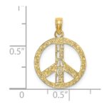 14K Flat Textured PEACE Sign Charm - Image 3