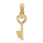 14K 3D Key with Heart Pendant - Image 3