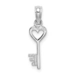 14K White Gold 3D Key with Heart Pendant - Image 4