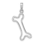 14K White Gold Cut-Out Polished Dog Bone Charm - Image 4