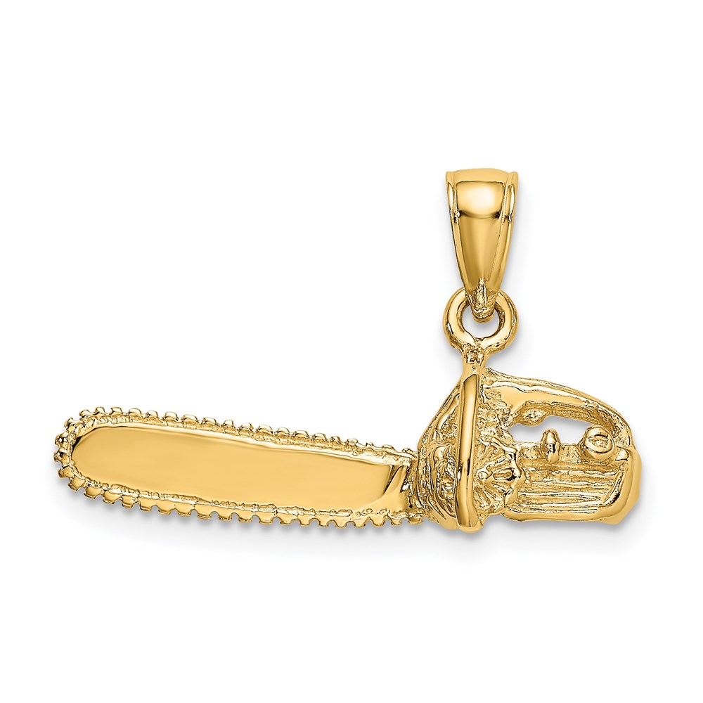 K7176.jpg 14K 3-D Small Chain Saw Charm - Image 1