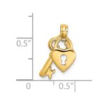 14K Moveable Dangling Heart Lock and Key Charm - Image 3