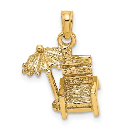 14K 3-D Beach Chair with Umbrella Charm