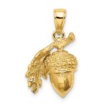 14K 3-D Acorn with Leaf Pendant - Image 3