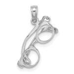 14K White Gold 3-D Glasses with Moveable Sides Charm