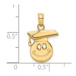 14K Polished Smiley Face with Graduation Cap Charm - Image 3