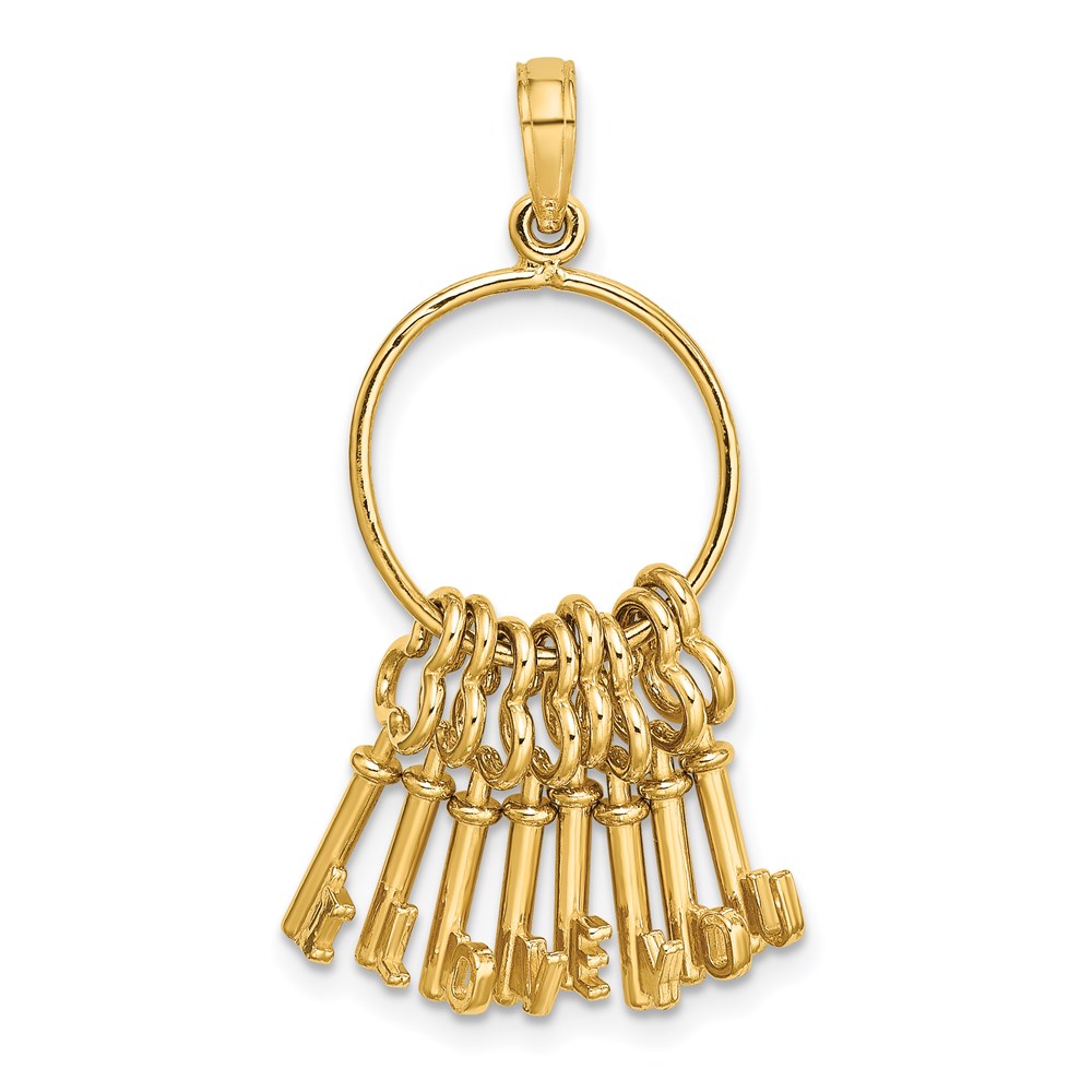 K7264.jpg 14K Moveable 3D I LOVE YOU Key Chain Charm - Image 1