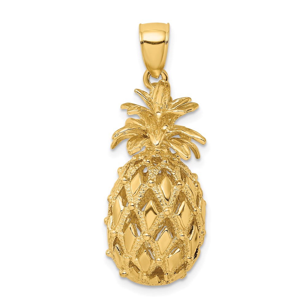 K7266.jpg 14K 3-D Textured and Polished Pineapple Charm - Image 1