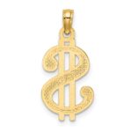 14K Textured Dollar Sign Charm - Image 4