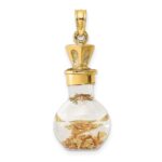 14K 3-D Gold Leaf In Glass Bottle Charm