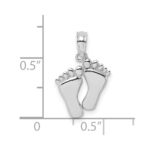 14K White Gold  Double Feet Hang Ten Style Charm - Image 3