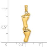 14K Polished Double Vertical Feet Charm - Image 3