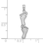 14K White Gold Polished Double Vertical Feet Charm - Image 3