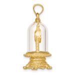 14K 3-D Enameled Moveable Clock In Glass Dome Charm - Image 2