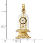 14K 3-D Enameled Moveable Clock In Glass Dome Charm - Image 5