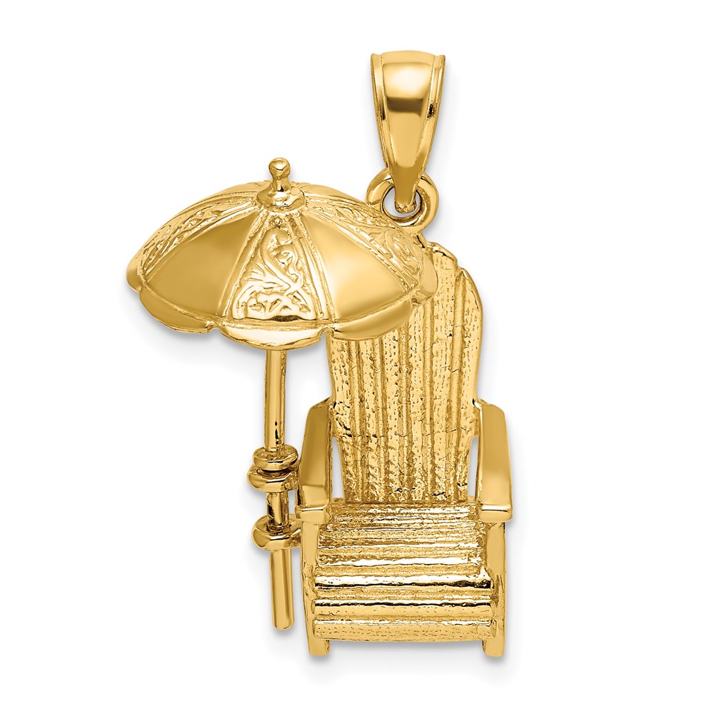 K7316.jpg 14K 3-D Beach Chair with Umbrella Charm - Image 1
