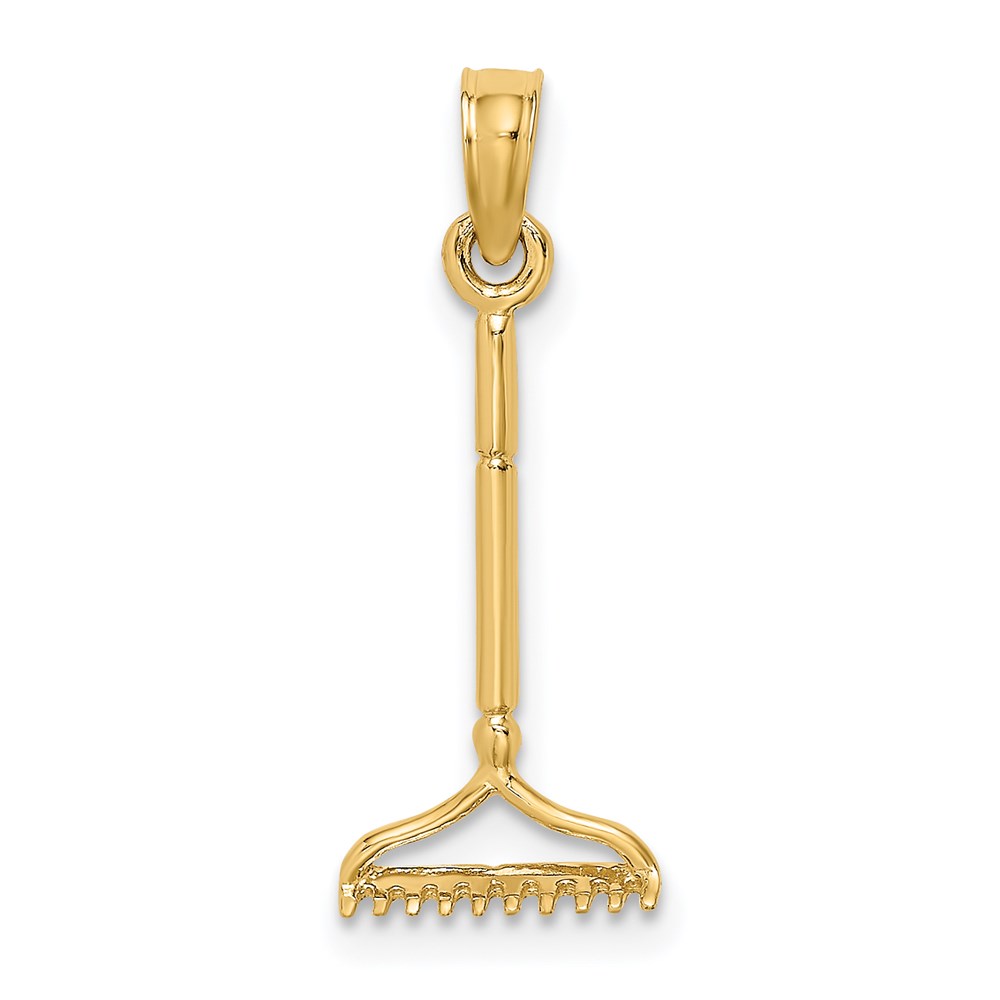 K7322.jpg 14K 3-D Landscape Rake Garden Tool Charm - Image 1