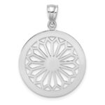 14K White Gold Retro Daisy In Round Frame Charm - Image 4