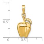 14K 3-D Apple with Stem and Leaf Charm - Image 4