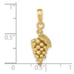 14K 3-D Grapes with Stem and Leaf Charm - Image 4