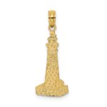 14K Flat and Textured Lighthouse Charm