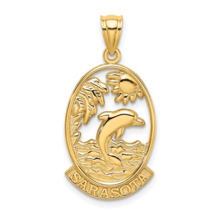 14K SARASOTA with Dolphin Sunset Scene Charm