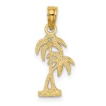 14K Textured Double Palm Tree Charm - Image 4