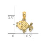 14K Flat Textured Playful Fish Charm - Image 3