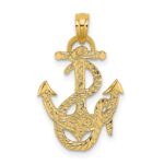 14K Polished Anchor and Rope Charm