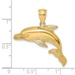 14K Polished and Textured Open Mouth Dolphin Charm - Image 3