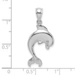 14K White Gold Polished Jumping Dolphin Charm - Image 3