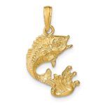 14k Polished Bass Fish Pendant