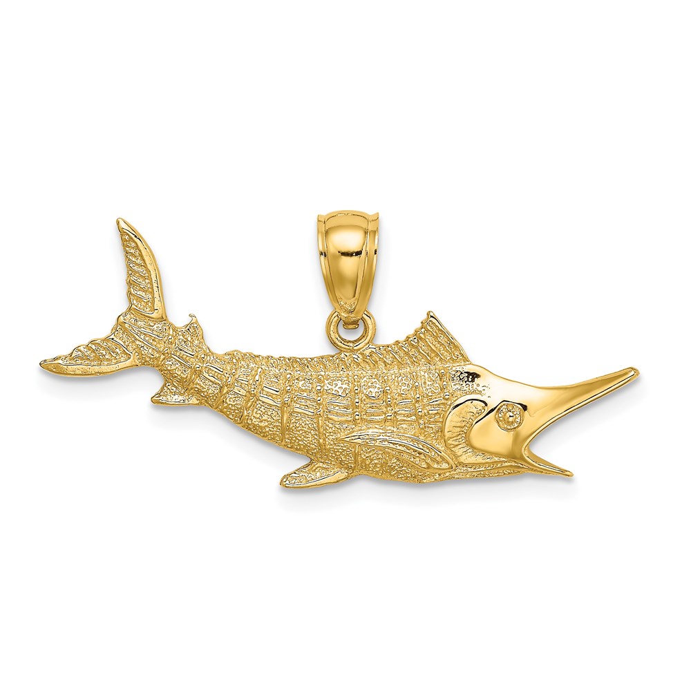 K7443.jpg 14K 2-D Textured Marlin Fish Charm - Image 1