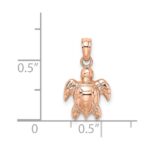 14K Rose Gold Textured Mini Sea Turtle Charm - Image 3