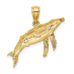 14K 2-D Textured Humpback Whale Charm - Image 3