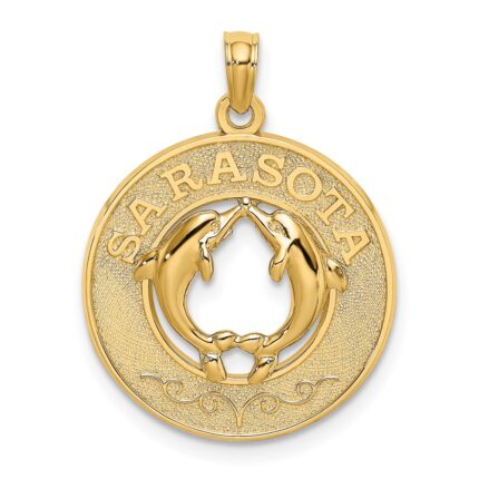 14K SARASOTA with Dolphins Circle Charm