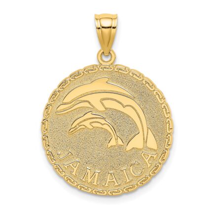 14K JAMAICA and Dolphins Disk Charm