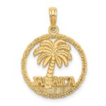14K JAMAICA Palm Tree Circle Charm