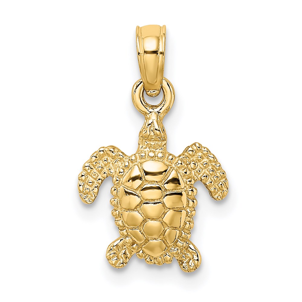 K7522.jpg 14K 3-D Mini Sea Turtle Charm - Image 1