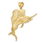 14K Large 3-D Polished and Textured Jumping Sailfish Charm - Image 5