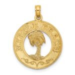 14K MYRTLE BEACH with Palm Tree Circle Charm