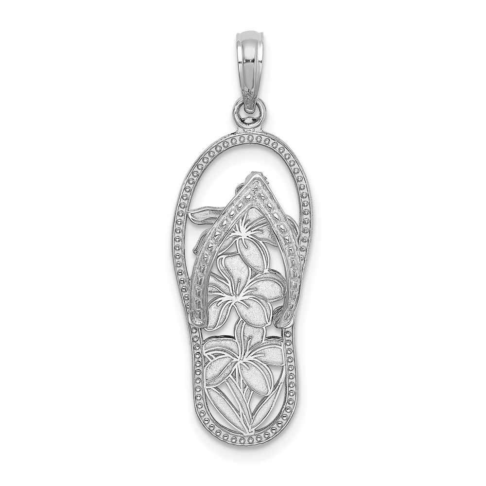 K7615W.jpg 14K White Gold Polished Multi Flower Flip-Flop Charm - Image 1