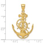 14K 2-D Anchor and Ships Wheel with Rope Charm - Image 2
