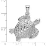 14K White Gold Textured Sea Turtle Charm - Image 3