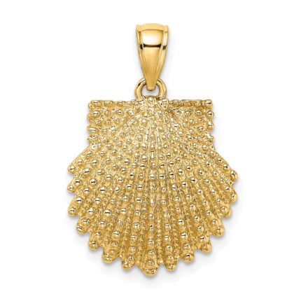 14K Textured Scallop Shell Charm
