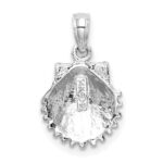 14K White Gold Textured Scallop Shell Charm - Image 4
