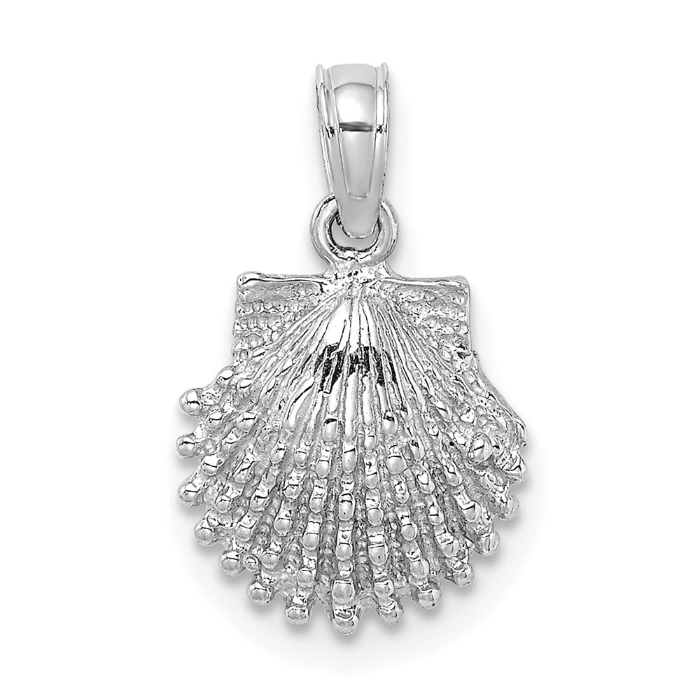 K7656W.jpg 14K White Gold Textured Scallop Shell Charm - Image 1