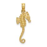 14K 3-D Textured Seahorse with Long Tail Charm - Image 4