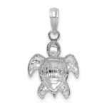 14K White Gold 2-D Textured Sea Turtle Charm - Image 4
